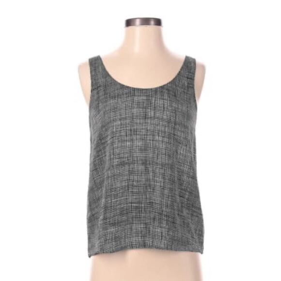 Theory Black White Pattern Silk Sleeveless Tank Top Size Small - Picture 1 of 6
